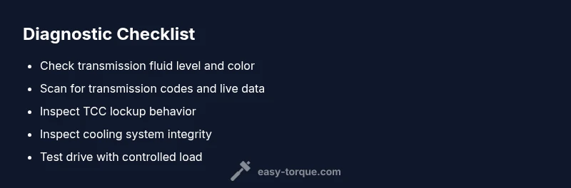 Checklist infographic for diagnosing f150 torque converter shudder