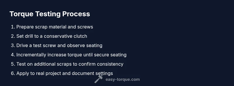 Infographic showing a step-by-step torque testing process for drills