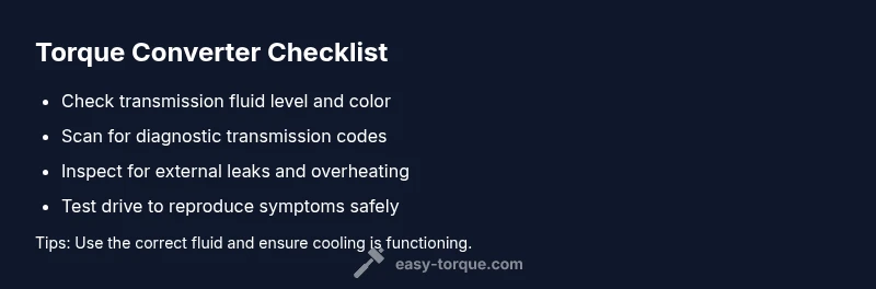 Checklist infographic for torque converter diagnosis
