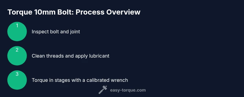 Infographic showing steps to torque a 10mm bolt