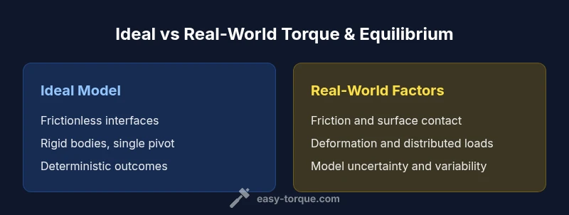 Infographic comparing ideal static equilibrium vs real-world factors